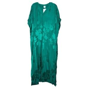 h&m kaftan dress green H&M CONSCIOUS Wide Cut Pleated Yellow / Flounced Neon Yellow Kaftan DRESS